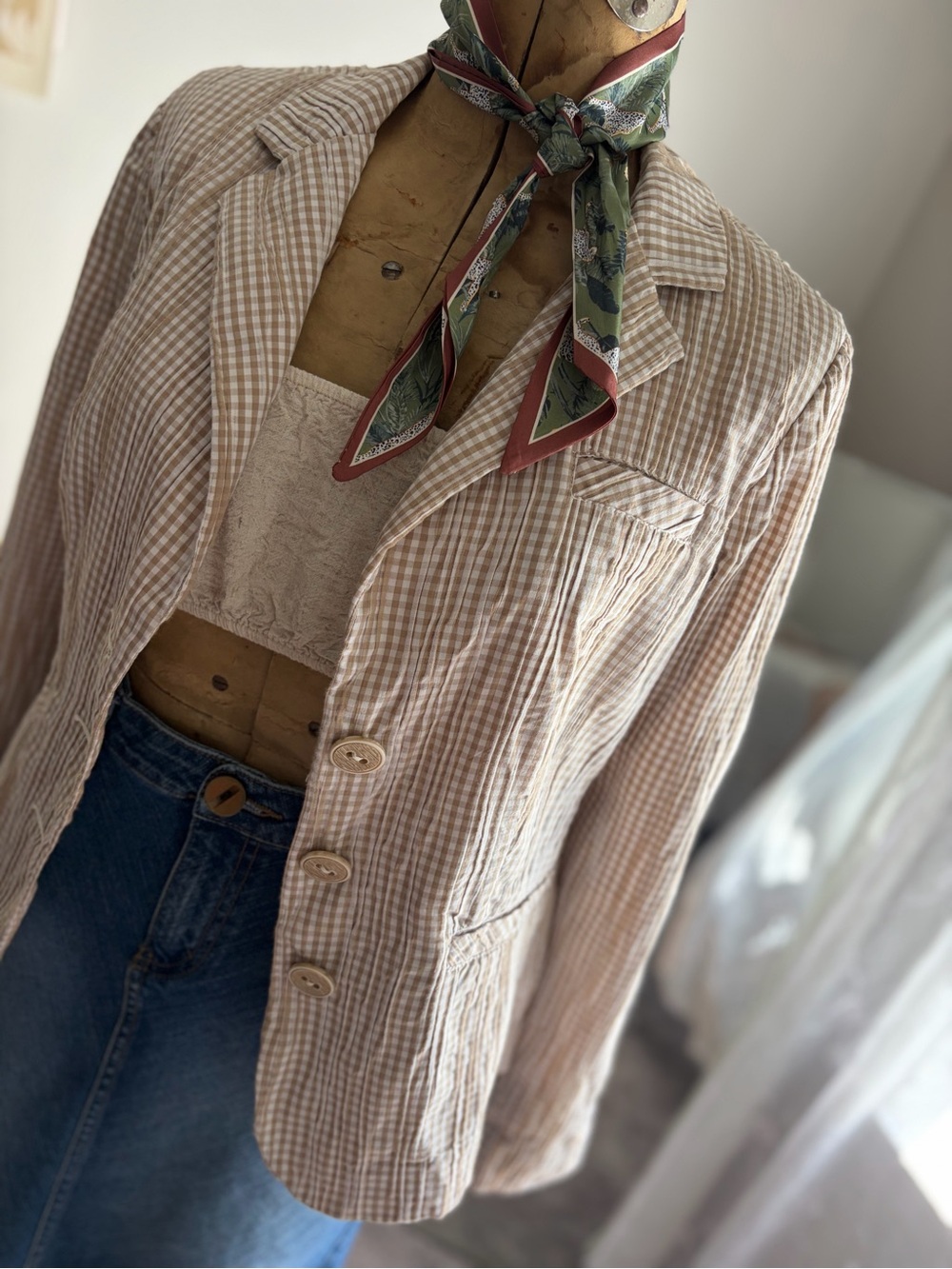 CAbi Gingersnap Gingham Blazer